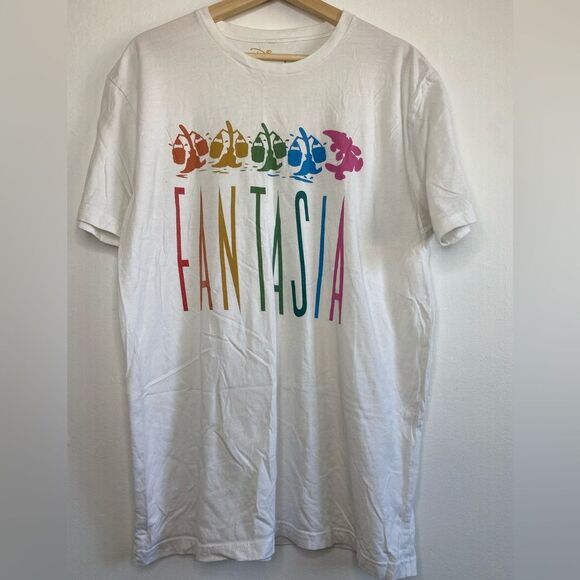 Disney Fantasia Mickey Mouse Graphic T-Shirt White Size Large Made - Picture 1 of 5